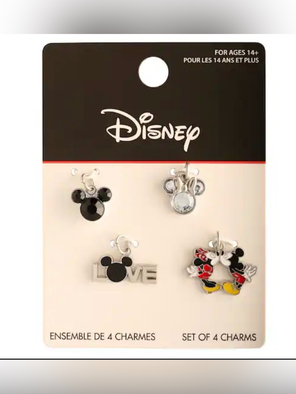 Disney Silver, Black & Multicolor Mickey & Minnie Charm Set - 4 Pack